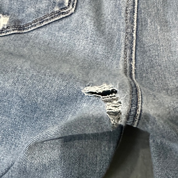 PAIGE Hoxton Slim Women's Distressed Lt Blue Cropped Frayed Jeans 29 See Details - Picture 9 of 14